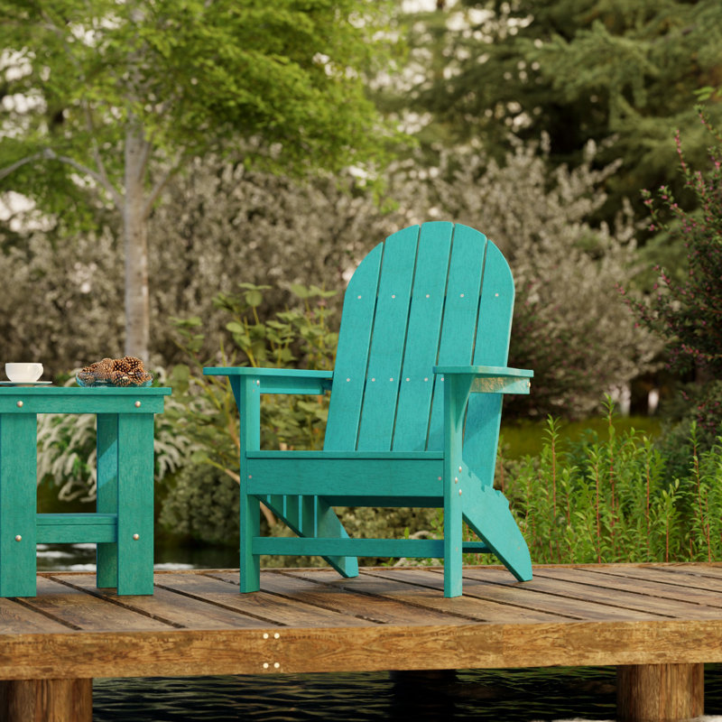 Freedom 3-Piece Traditional Adirondack Set With Side Table, Aruba Blue