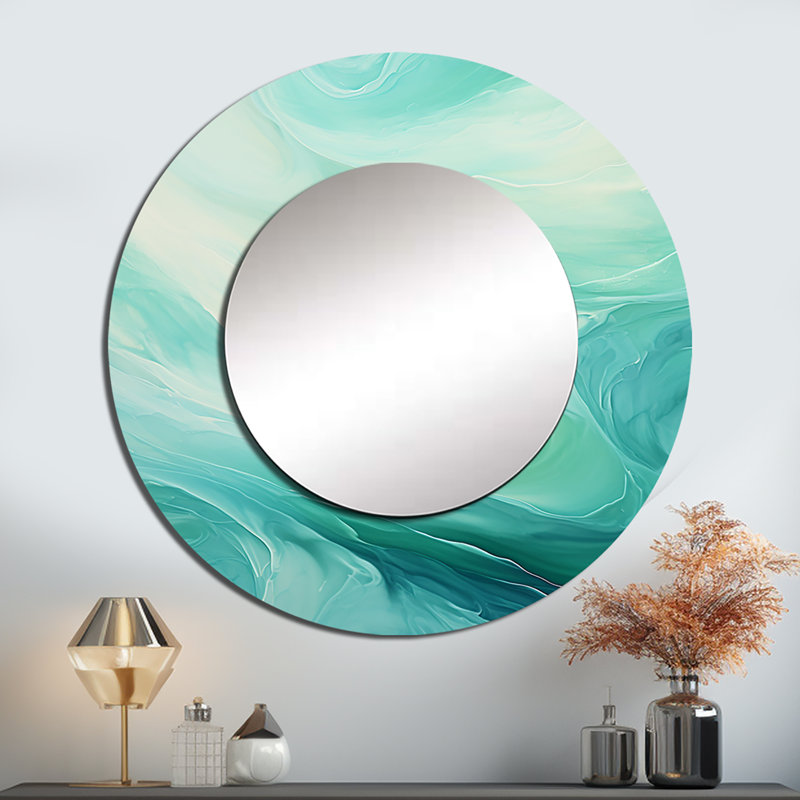 Miroir mural rond bleu Sarmite, 36 po x 36 po