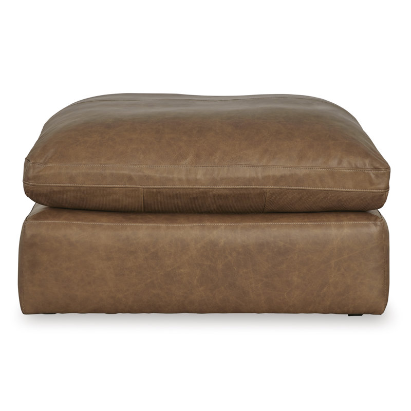 Emilia Caramel Brown Leather Oversized Ottoman