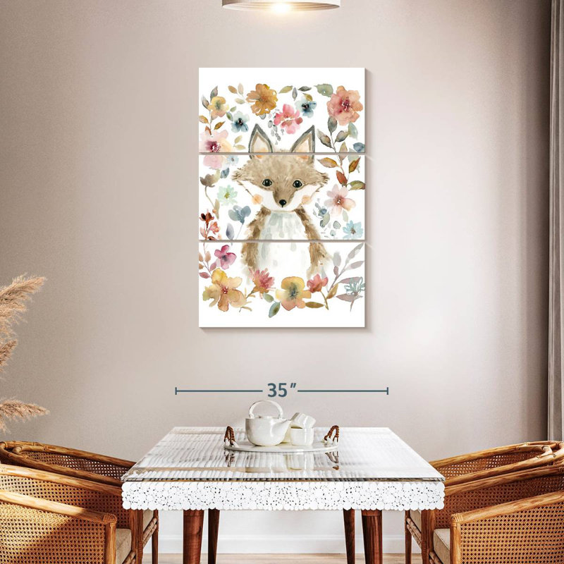 Brampt fleurs et amis renard, H 57 po x l 36 po