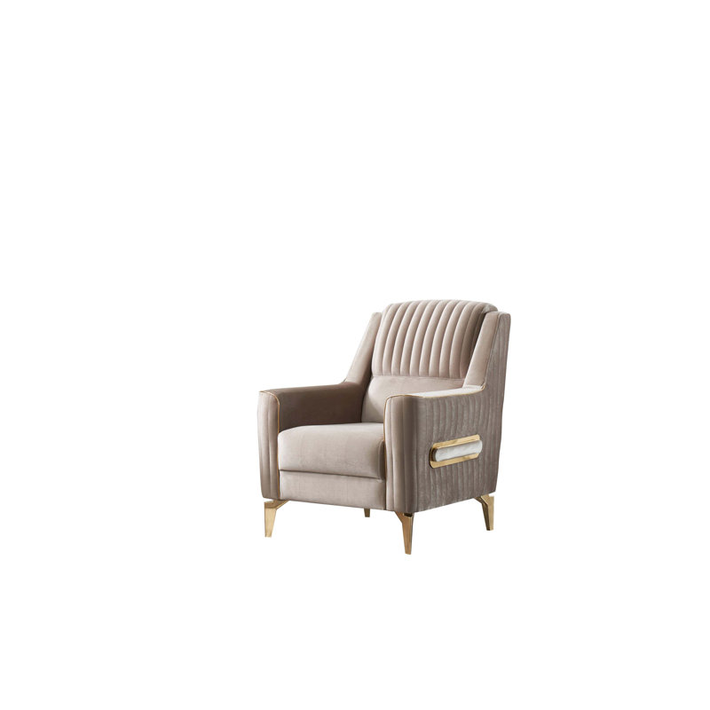 Chaise rembourrée en tissu et velours Melody, Taupe