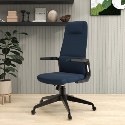 Mylaya Leather/Polyester Office & Conference Chair – Adjustable, Tilt-Controlled Executive Ergonomic Seating with Swivel for Home Office, Conference R