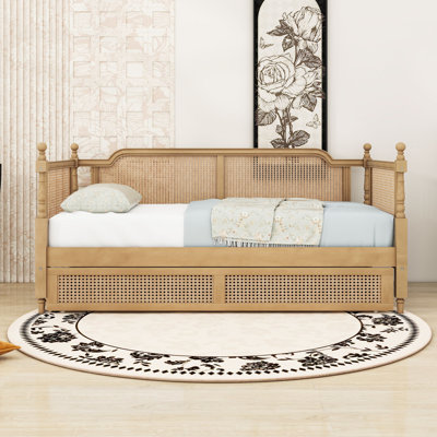 Wooden Daybed with 2 Drawers and Slats