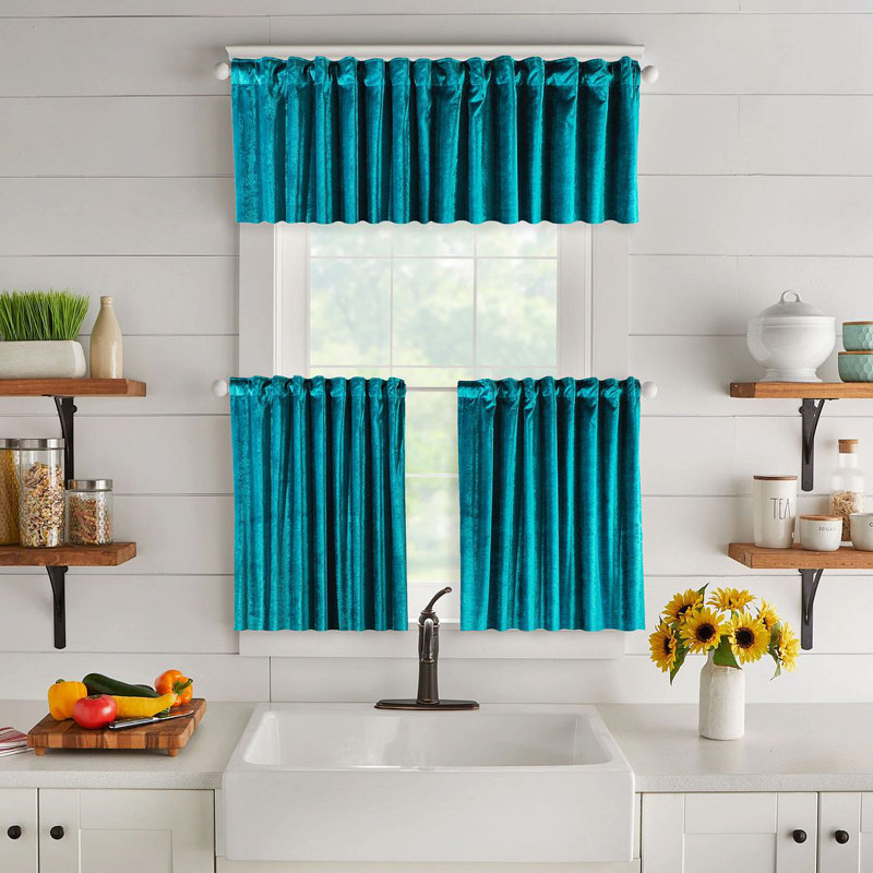 Solid Colour Kitchen Curtain, 11 White, 60 H x 100 W cm