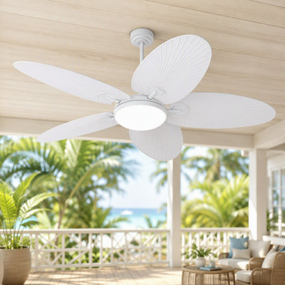 62" Tropical Palm Leaf Dimmable Ceiling Fans 5-blade With Lights And Remote