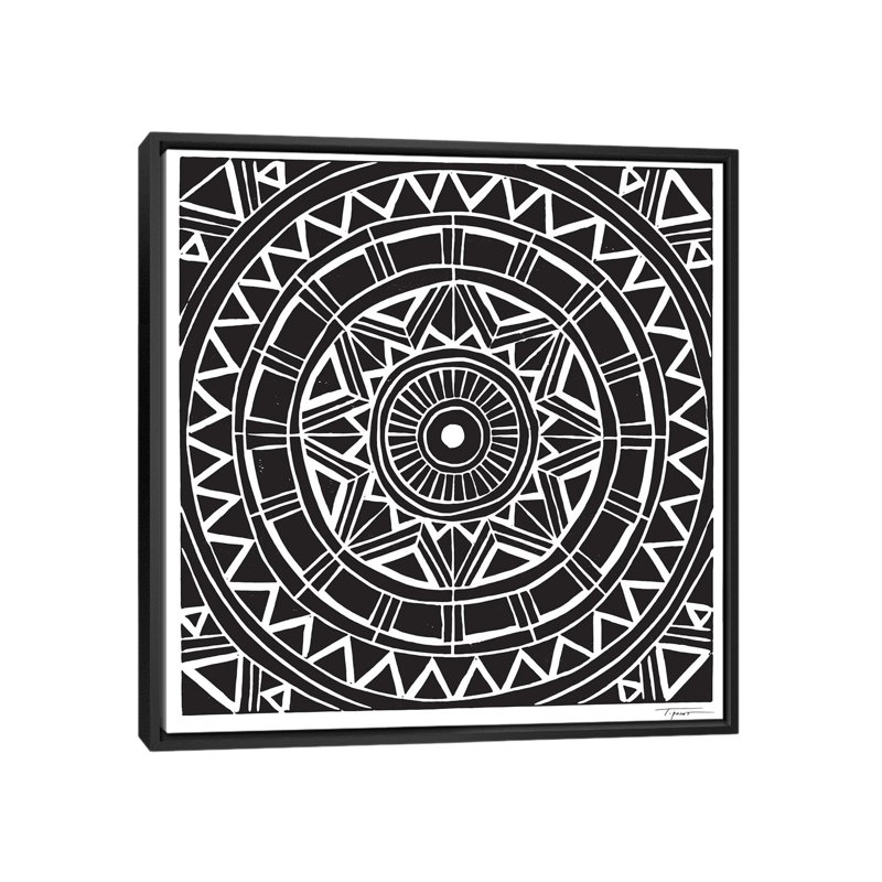 Radial Tribal Design - impression d'art graphique, H 37 po x l 37 po x P 1,5 po, Pas de tapis, Toile avec cadre noir