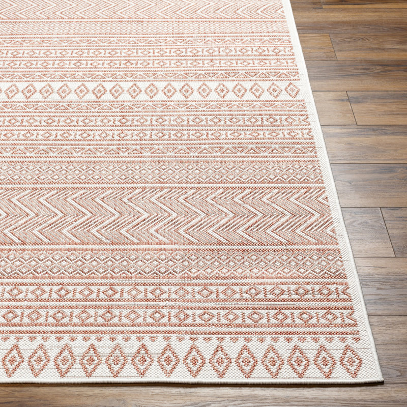 Isidro Southwestern Rug, Round 6'7", Pink/Ivory