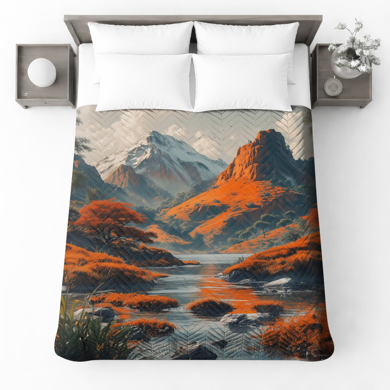 Couvre-lit matelassé enneigé Snow River, Double