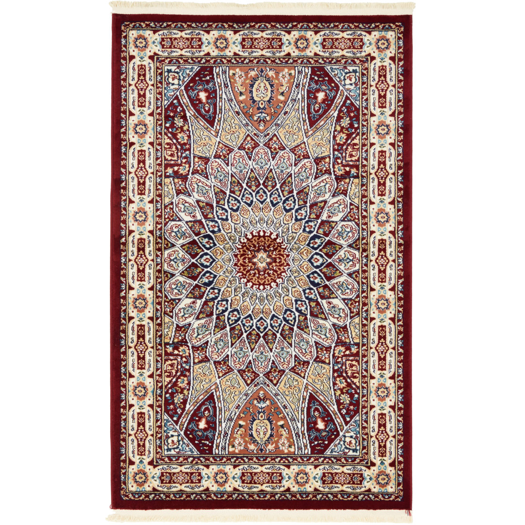 Jackson Floral Burgundy Area Rug Astoria Grand Rug 