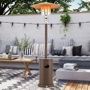 Chauffe-terrasse d'extérieur au propane brun de 50000 BTU avec conception de table ronde et roues