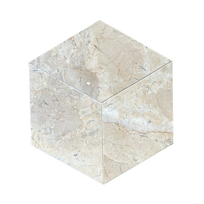 Carrelage hexagonal en marbre beige doré - côté 5,7 po, 1/2 po d'épaisseur, surface, convient au plancher et au mur de la cuisine, salle de bain, couloir, aquarium 12 pièces / boîte, espaces intérieurs commerciaux et résidentiels