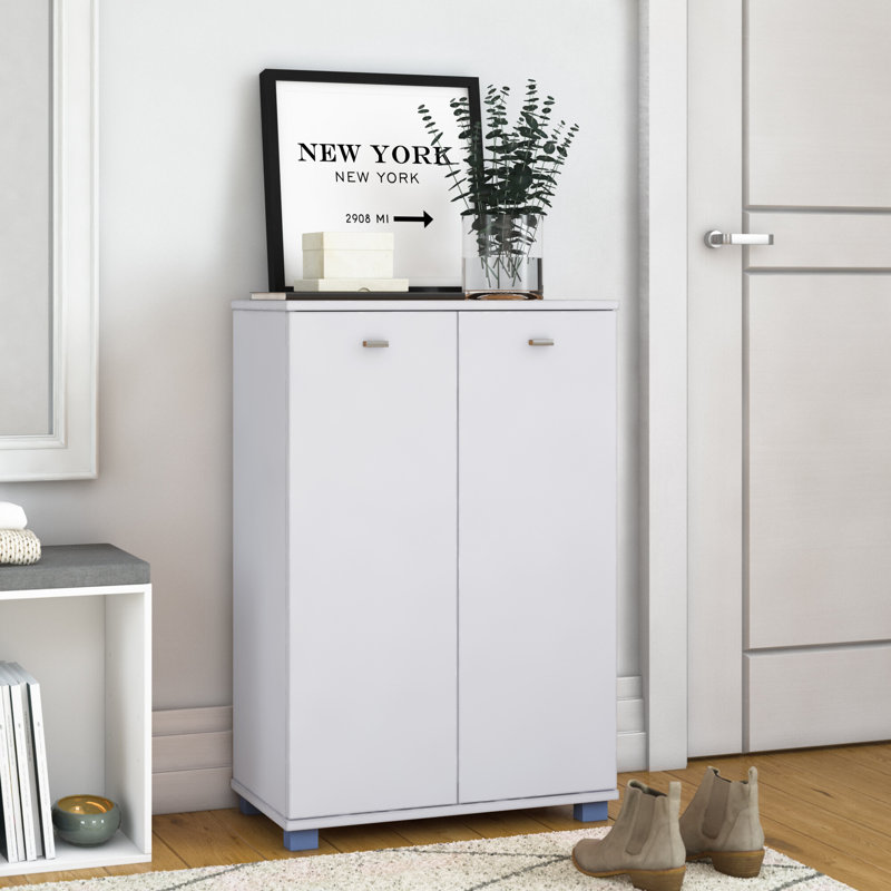 12 Pair Shoe Storage Cabinet, White