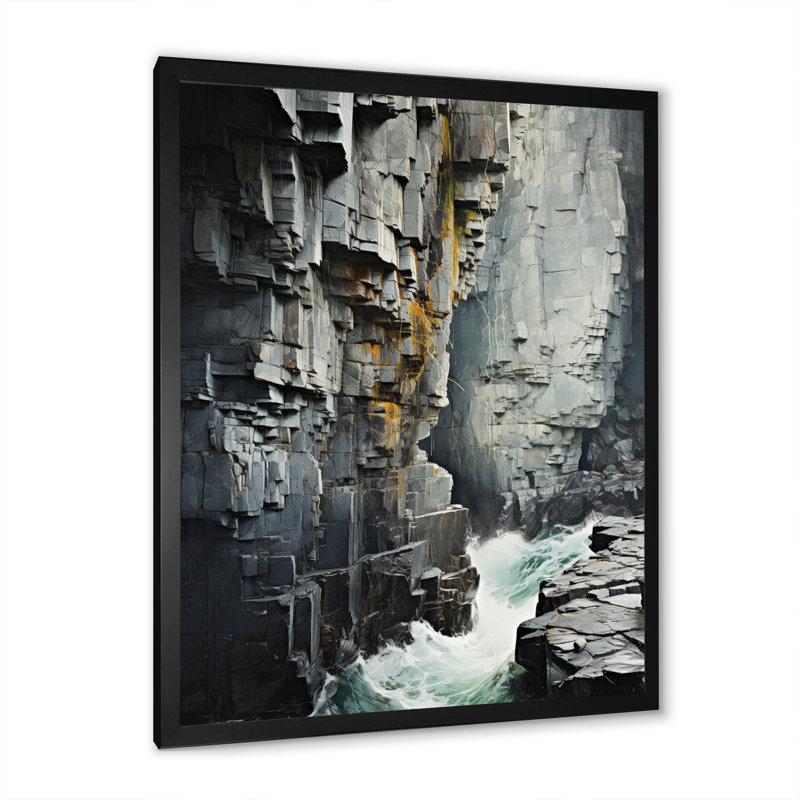 Plage contrastée noir I - imprimé, Cadre simple noir, H 20 po x l 12 po x P 1 po