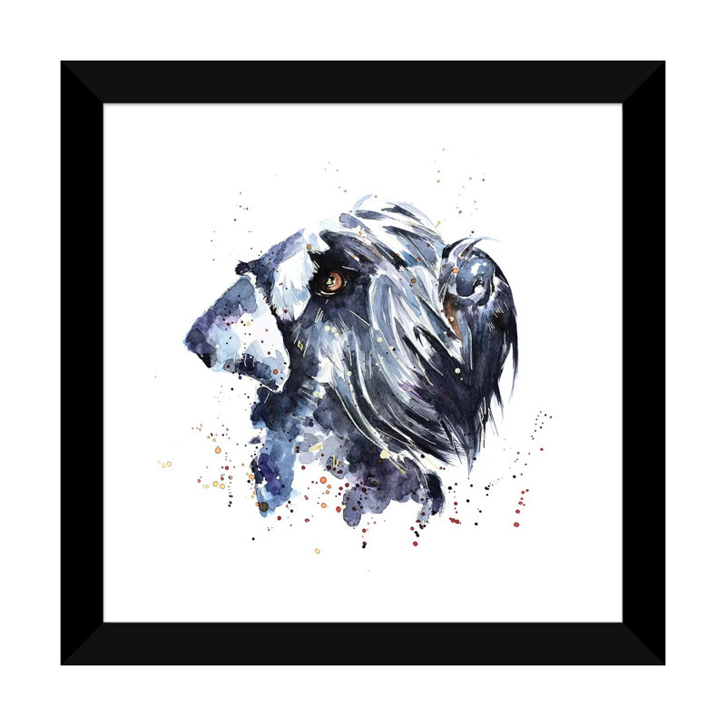 Schnauzer géant par EdsWatercolours - impression, Papier encadré noir, Blanc, H 16 po x l 16 po x P 1 po