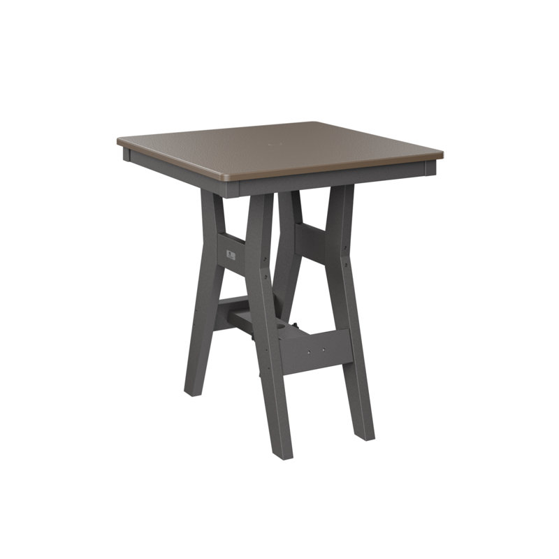 Table de bar carrée 28 po Berlin Gardens Harbor, Bronze martelé, Gris fumée, H 38,87 po x l 28 po x P 28 po