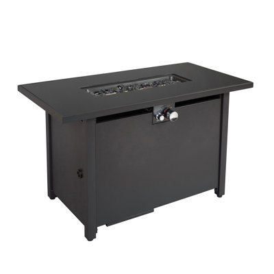 Table de foyer d'extérieur chauffante de 42 po de largeur, acier, noir, 50000Btu H 25 po, finition noire, sortie 50000