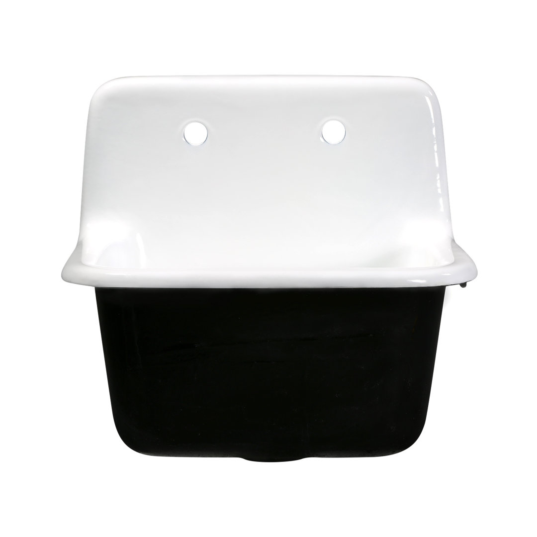 Kingston Brass Petra Galley 22-Inch Cast Iron Wall Mount 2-Hole Single Bowl Kitchen Sink Kingston Brass