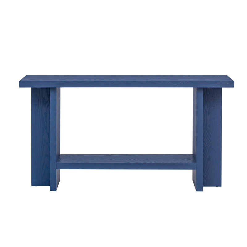 U_STYLE 60''Console Table With Ash Veneer, Minimalist Entryway Table With T-Shaped Legs And Holds Up To 120Lbs, Sofa Table With Large Display Top And Bottom Shelf , For Living Room, Hallway, Foyer