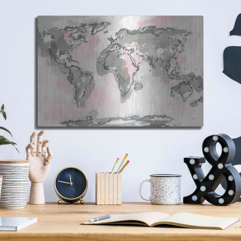 «World Map Blush» par Chris Paschke, H 12 po x l 16 po