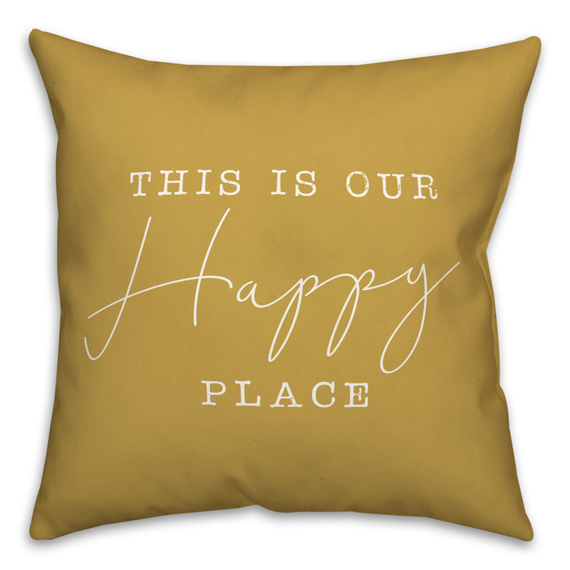 Housse et insert de coussin décoratif carré Happy Place 3, 16 po x 16 po, Jaune