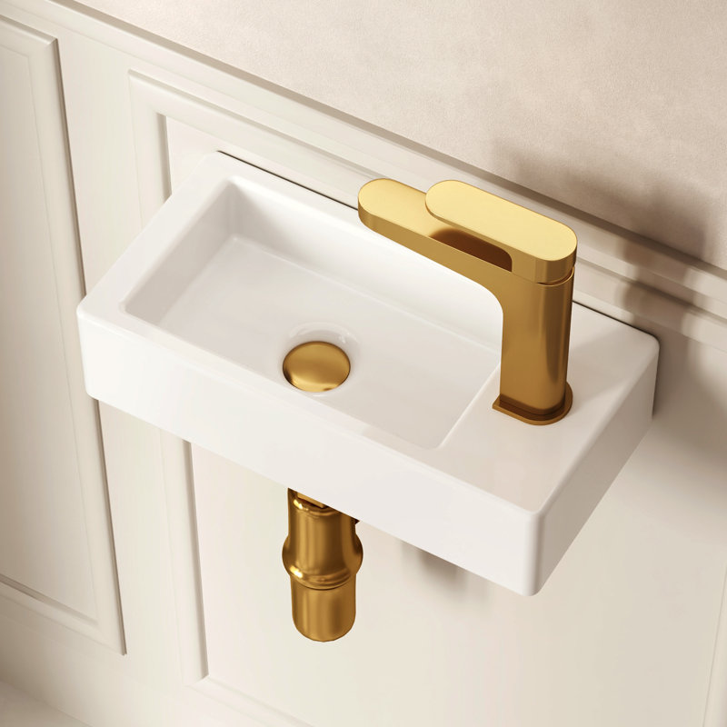 Liberty 370mm x 180mm White Ceramic Rectangular Wall Hung Basin Bathroom Sink