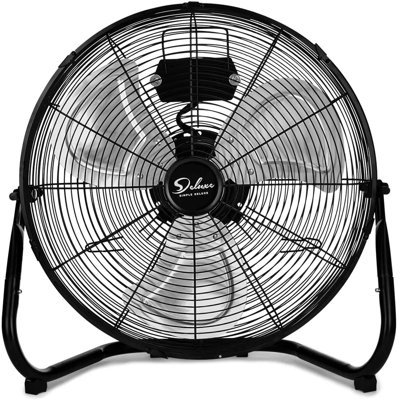 Simple Deluxe 12 Inch 3-Speed High Velocity Heavy Duty Metal Industrial Floor Fans Oscillating Quiet For Home Commercial; Residential; And Greenhouse Use; Outdoor/Indoor; Black