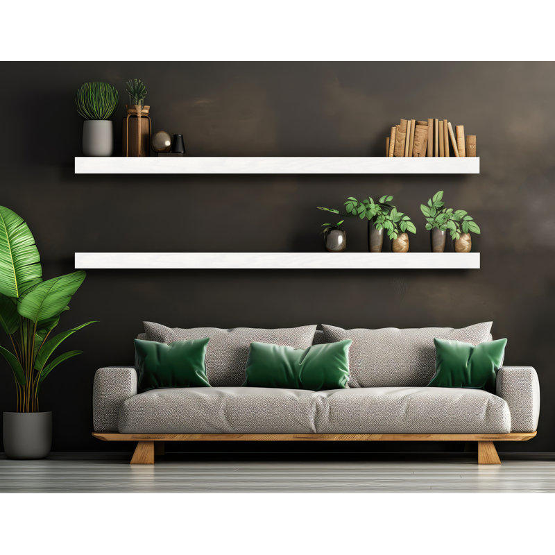 Ensemble de 2 tablettes flottantes avec support en métal Rayne, 3" H x 72" W x 6" D