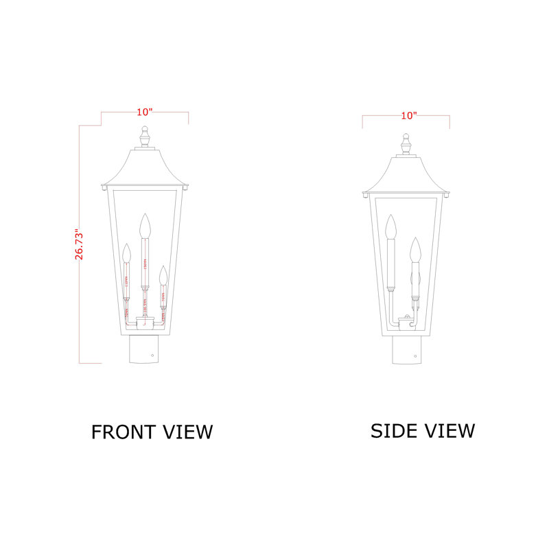 Black 3-Light Outdoor Post Mount Fixture with Clear Glass