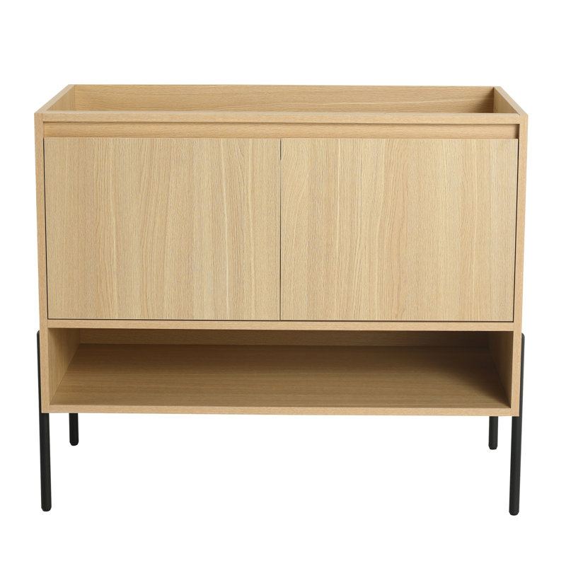Meuble-lavabo 36 po en bois d'ingénierie - 2 portes d'armoire à fermeture douce en chêne moderne