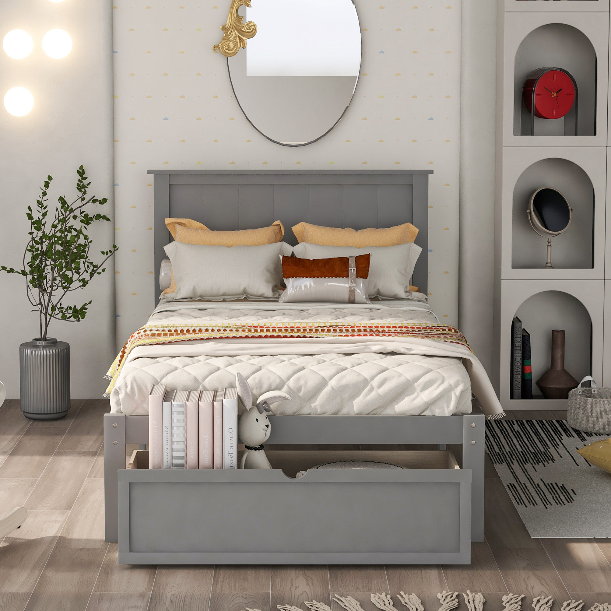 Red Barrel Studio Recessed Headboard Platform Bed With Drawers ...