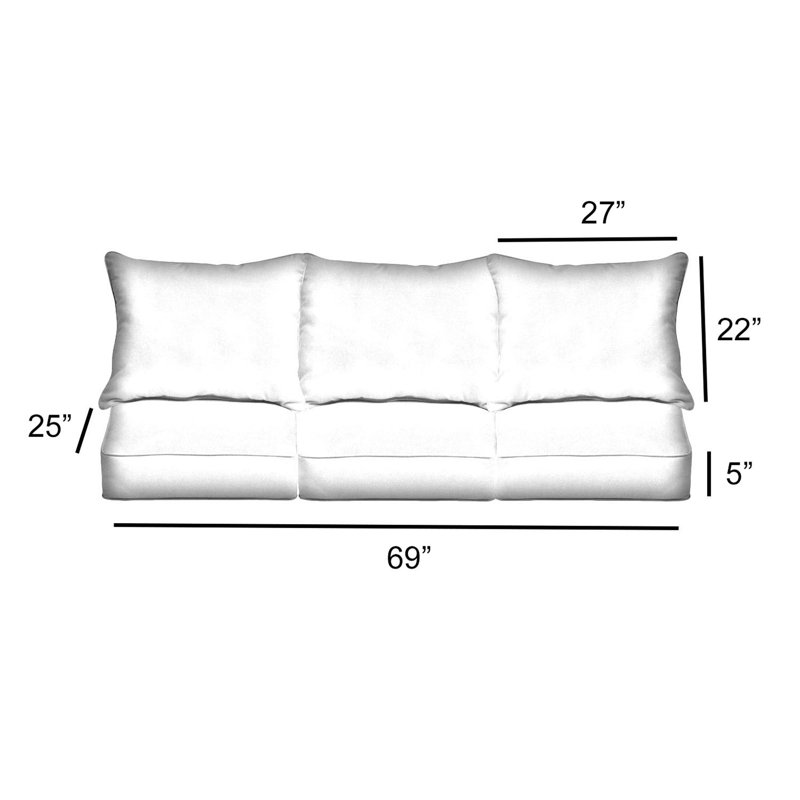 Sunbrella Outdoor Solid Deep Seating Sofa Pillow and Cushion Set, 23 in W x 25 in D x 5 in H, Sunbrella - Spectrum Sand