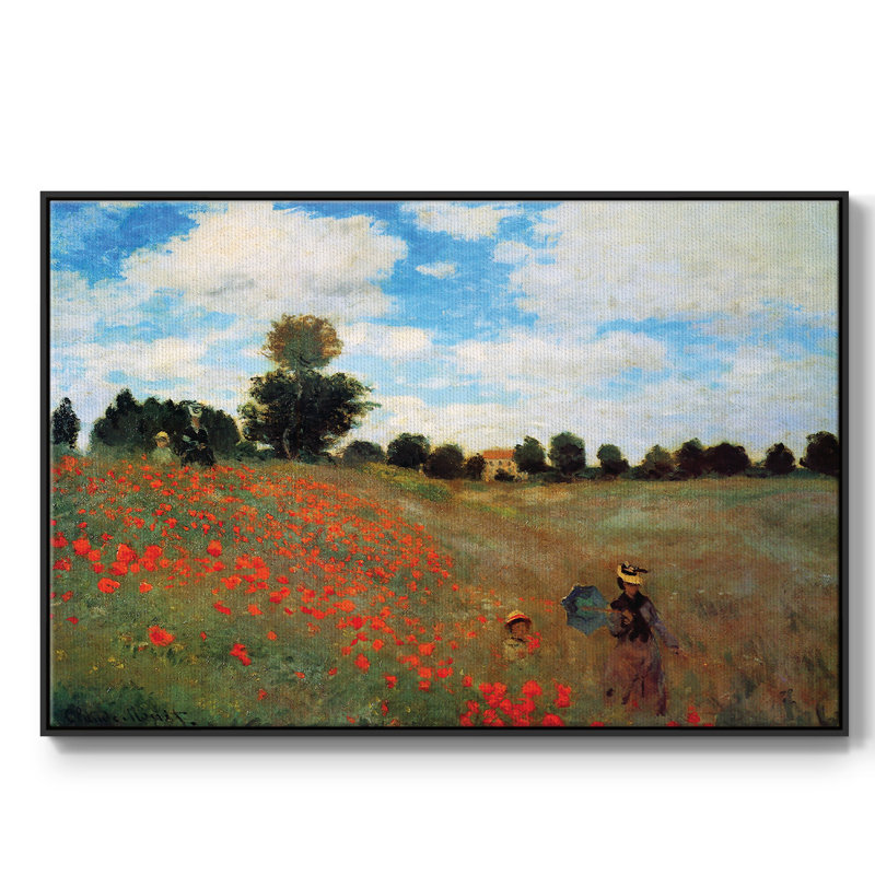 Les Coqueliquots, reproduction d'art sur toile, Noir, H 25 po x l 37 po x P 2 po