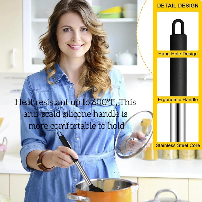 13.5" Silicone Solid Cooking Spoon Set of 3