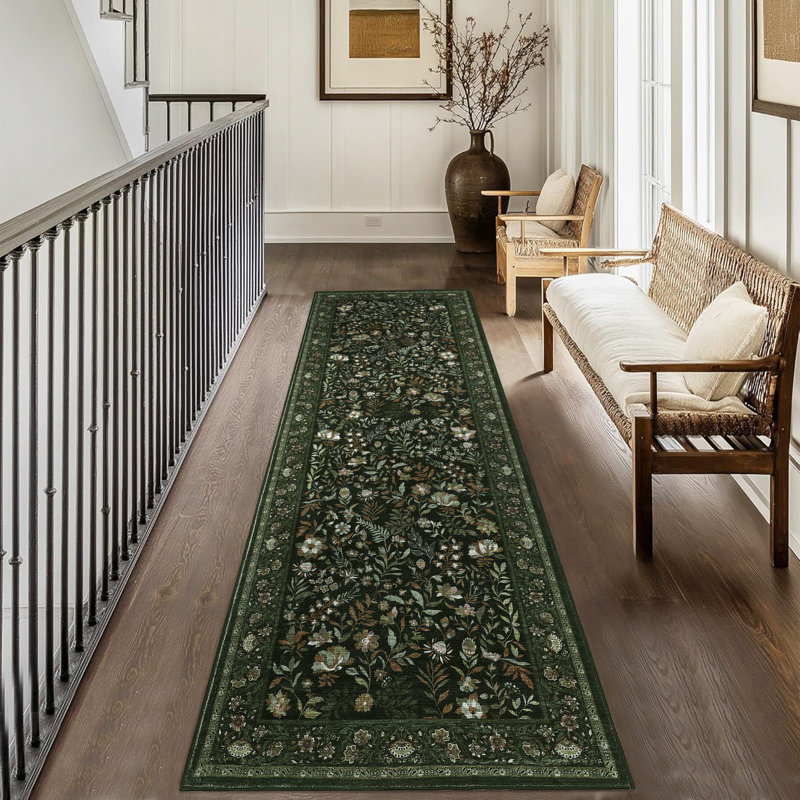 Tapis lavable à la machine Botanical Flora, Tapis de couloir 2 pi x 6 pi