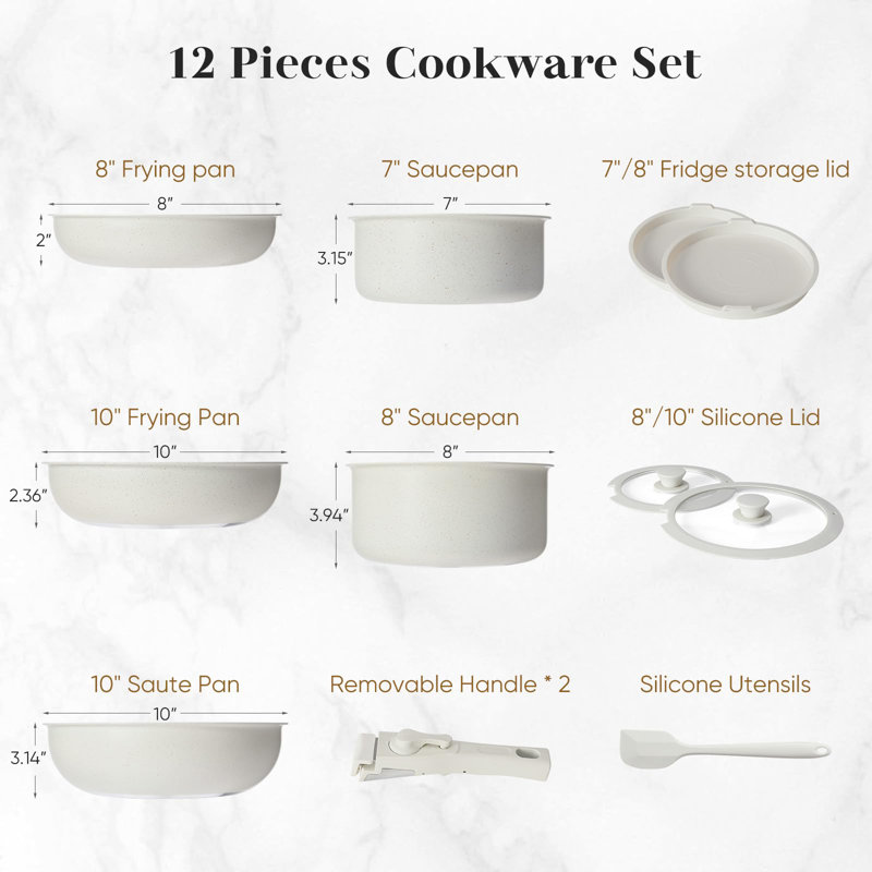 Ensemble de 12 casseroles et poêles antiadhésives