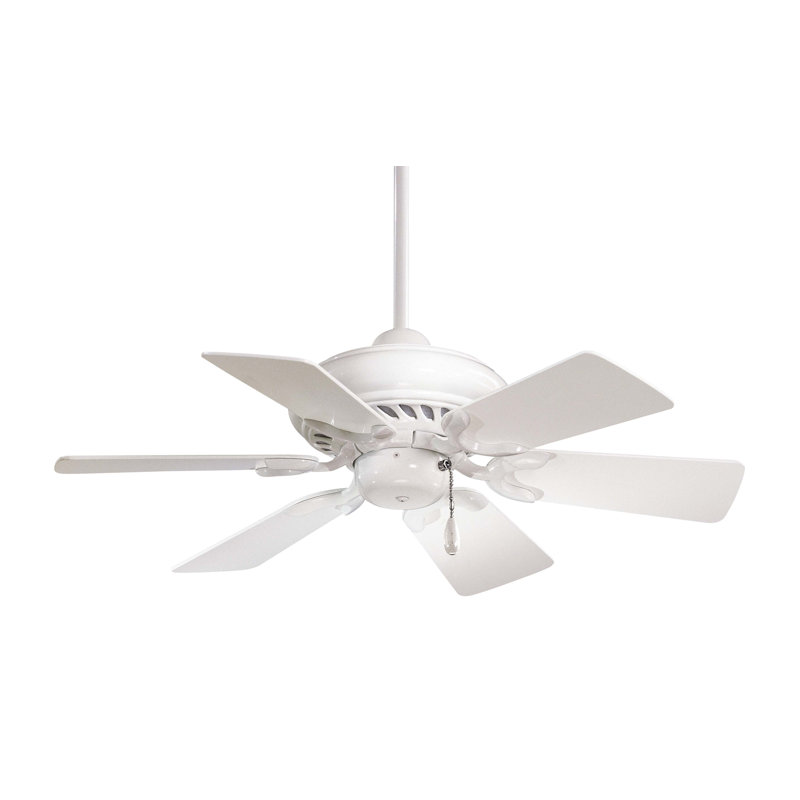 32" Supra 6 - Blade Standard Ceiling Fan with Pull Chain, White