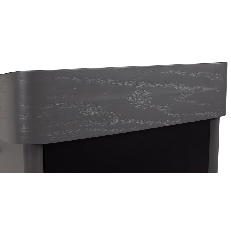 45.5'' Charcoal Steel Lectern with Wheels and Shelves