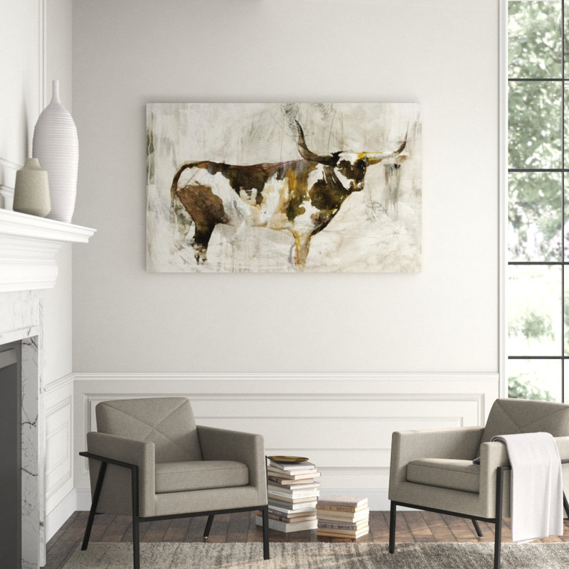 Brown Bovine Painting by Emma Brooks, Plexi, 30" H x 40" W