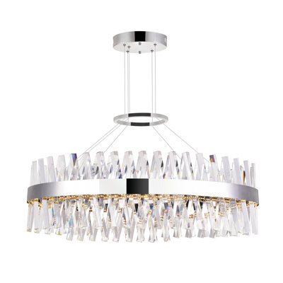 40'' Glace Modern LED Chandelier With Chrome Finish – Integrated LED – Ideal for Dining Room, Living Room, or Foyer