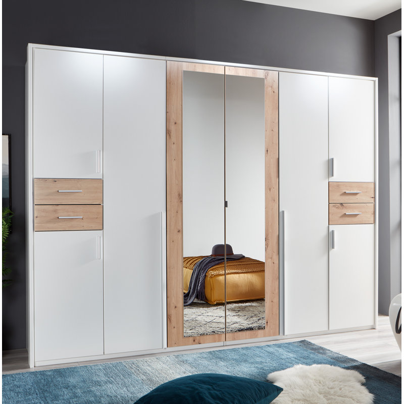 Jaclynn Manufactured Wood Wardrobe, White/Artisan Oak, 208cm H x 270cm W x 58cm D