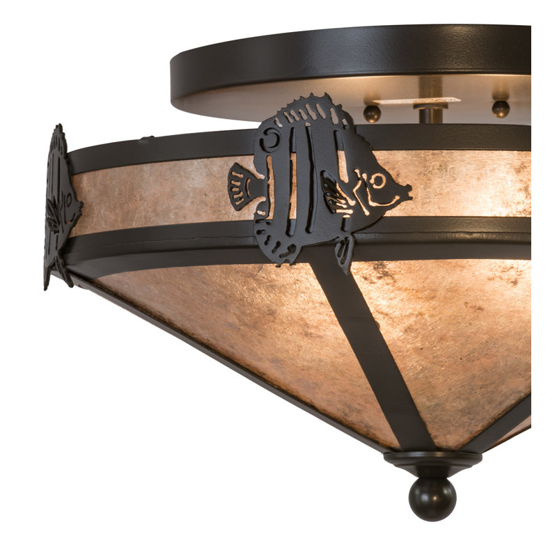 Bronze and Glass Angelfish Flush Mount Light