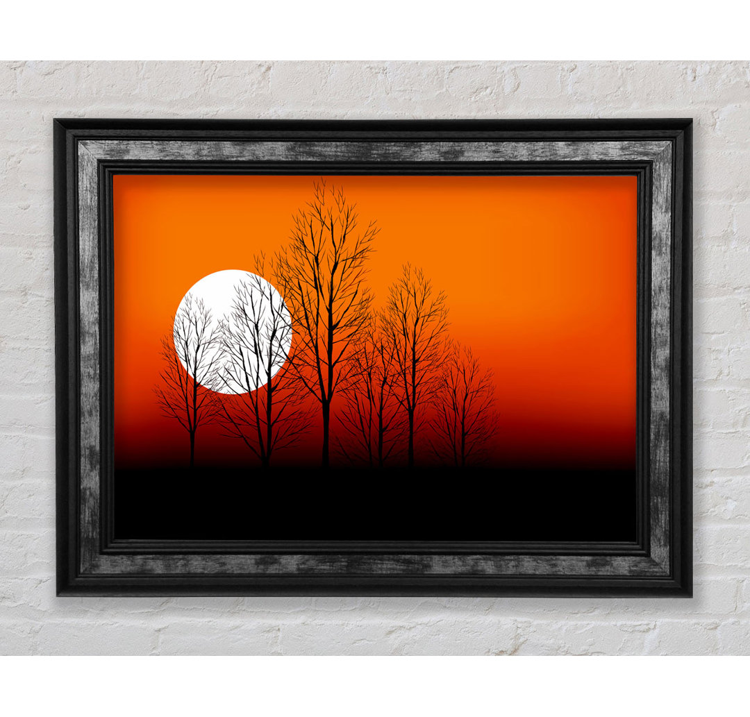 Orange Sunset Trees Gerahmter Druck