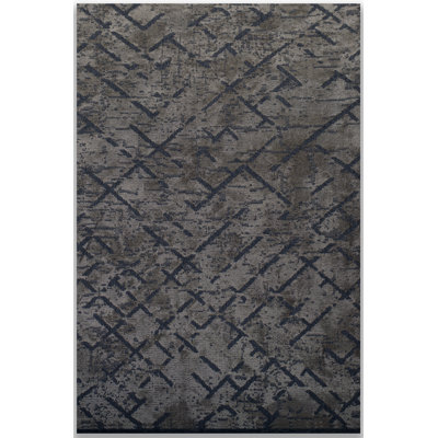 Geometric Flatweave Cotton Dark Gray Rug