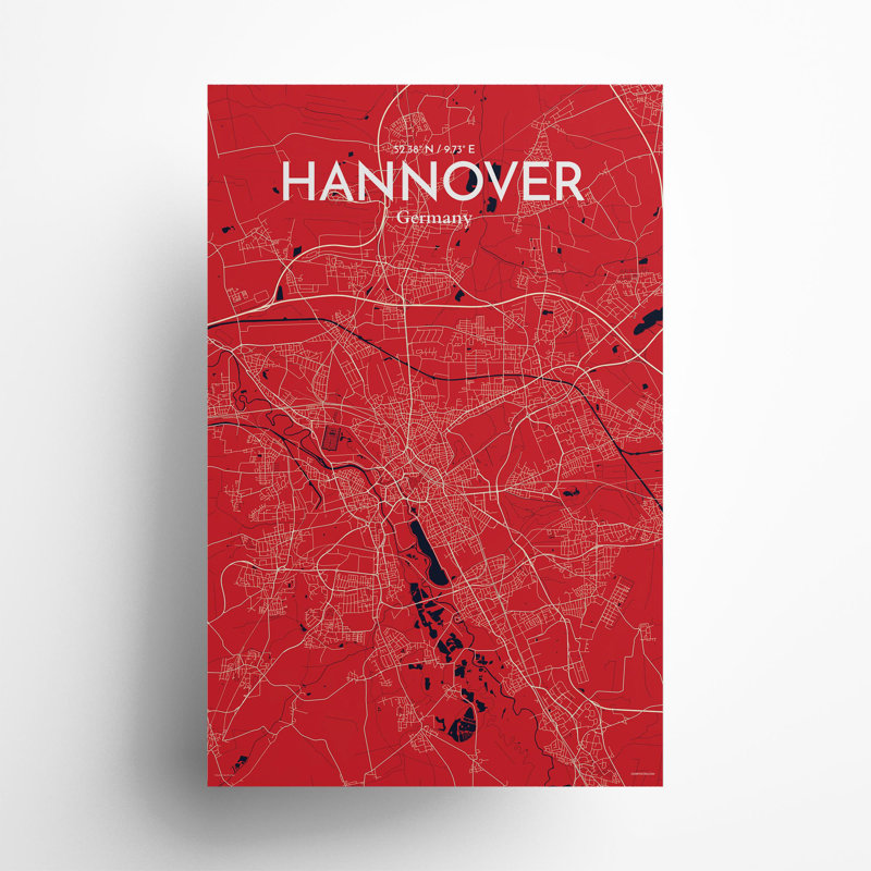 Hannover City Map In Nautical - No Frame Print, 17cm H x 11cm W x 0.05cm D