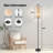  68.5" Standing Floor Lamp Art Deco Fan Beige Black Accents Dimmable Metal Pole Lamp with Linen Lampshade LED Bulb Included
