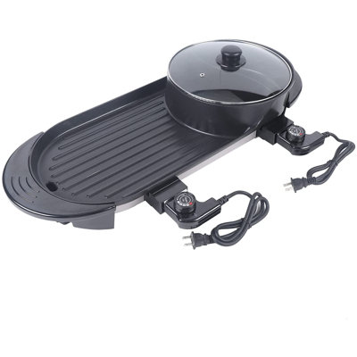 YXSUN 22.8'' Smokeless Non Stick Electric Grill with Glass Lid