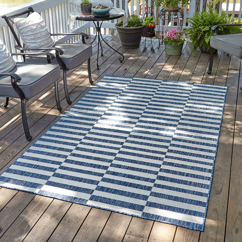 Outdoor Glimmer Area Rug Deep Sea Color, Rectangle 8' x 11'4"