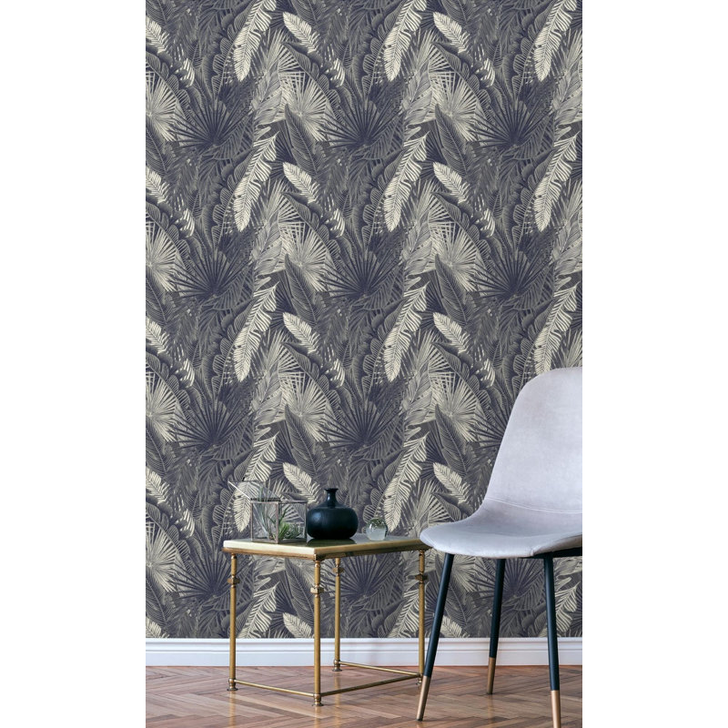 Papier peint abstrait, Kiskaara gris foncé