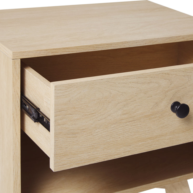 Pattmon 1-Drawer Nightstand with Storage Cubby, Coastal Oak