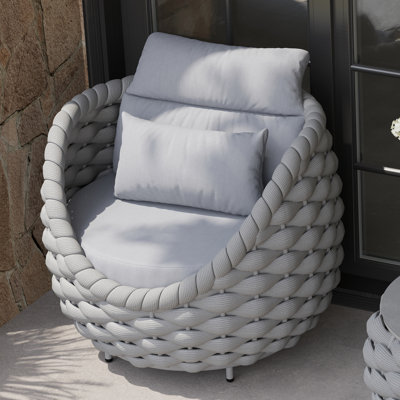 Pingel PVC-Coated Polyester Rope Aluminum Frame Outdoor Lounge Chair for Cabin Proch Deck Balcony Poolside Garden